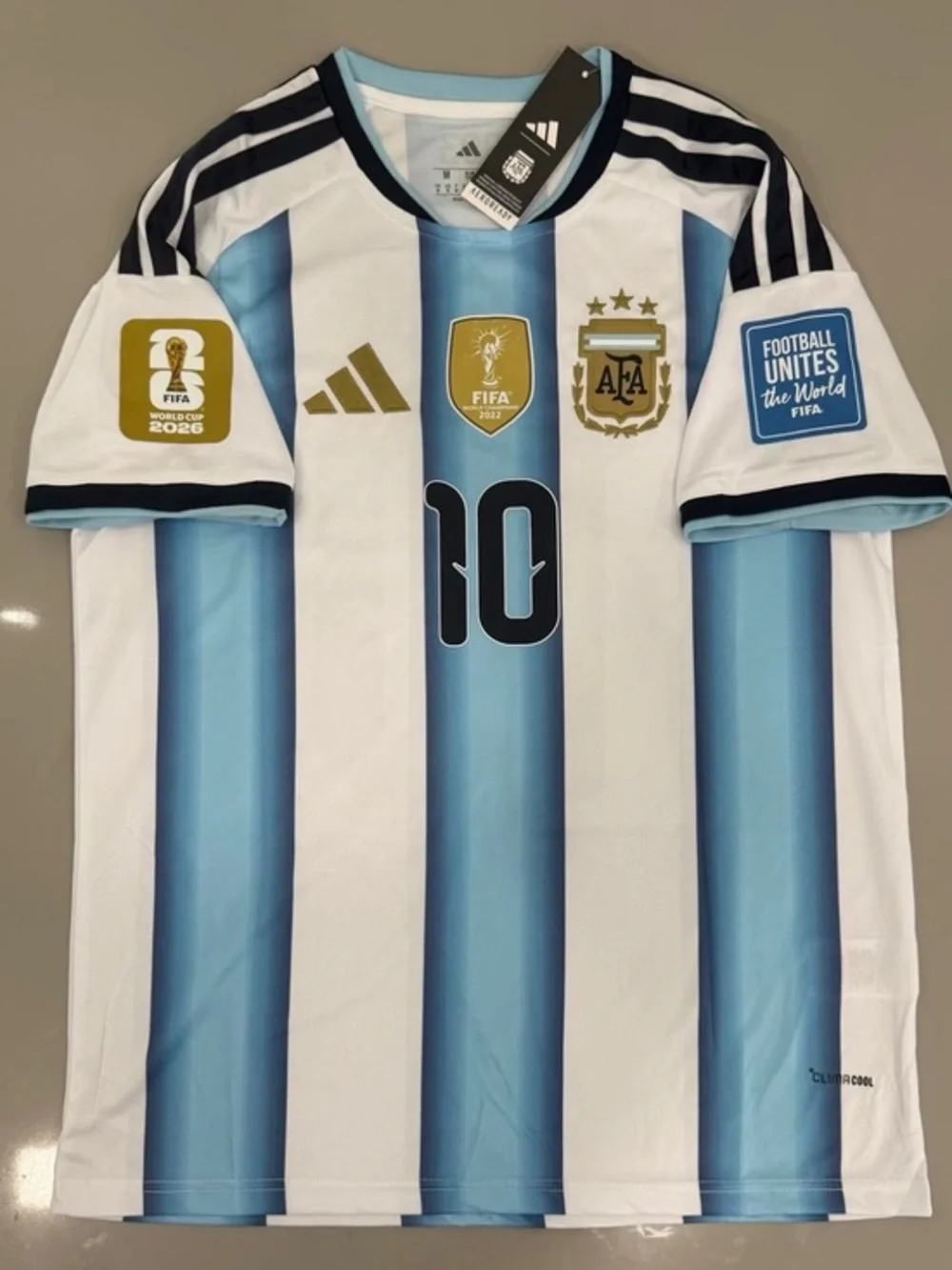 Argentina 10 Messi World Cup Jersey – Blue & White Stripes Classic Soccer Kit